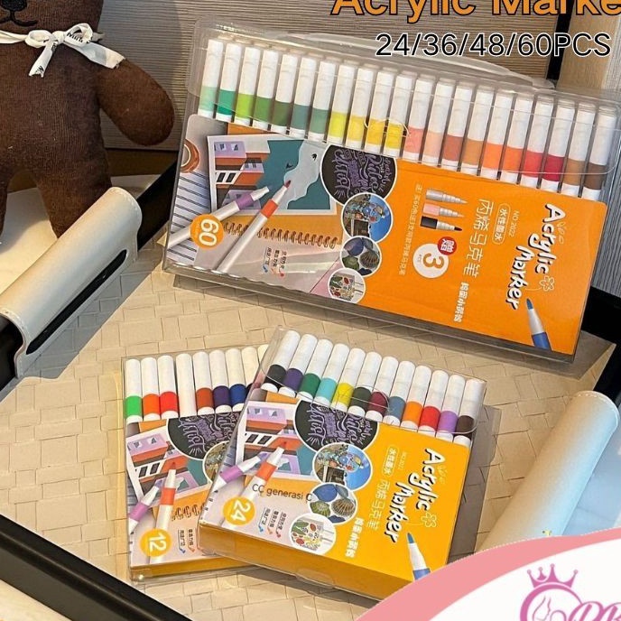 

HJ6 Penjual Lokal2436486PCS Acrylic Marker DIY Pena Warna Lukisan Spidol Keramik Pena Berbasis Air Spidol Akrilik