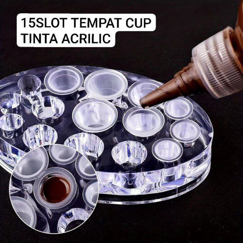 

TEMPAT CUP TINTA ACRILIC TRANSPARAN 15SLOT