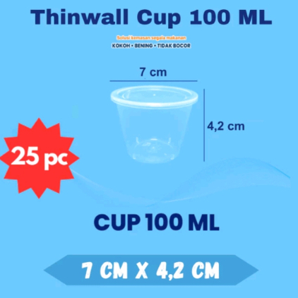 Thinwall cup puding mini 100ml isi 25pcs