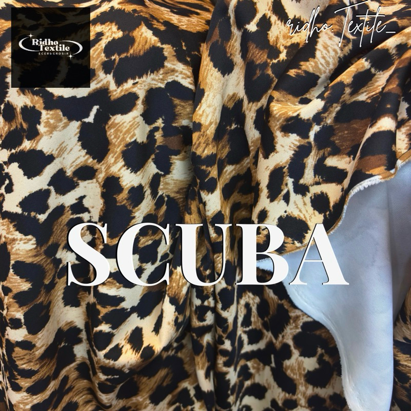 Bahan/Kain Scuba Motif Macan Import