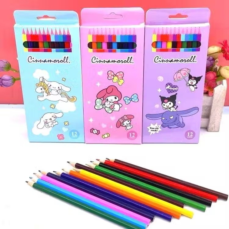 

ATK02 Pensil Warna Karakter Kartun lucu isi 12pcs Set Pensil Warna isi Alat Mewarnai set Pensil Warna