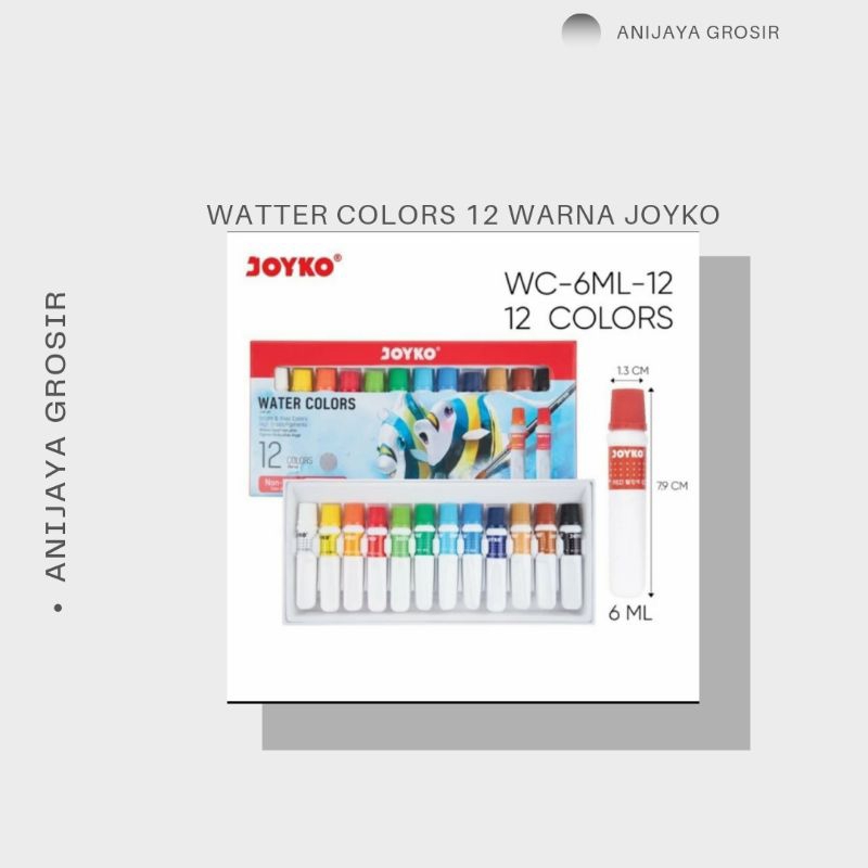 

JOYKO WATER COLORS 12 WARNA UNTUK MELUKIS Stationery Lukisan