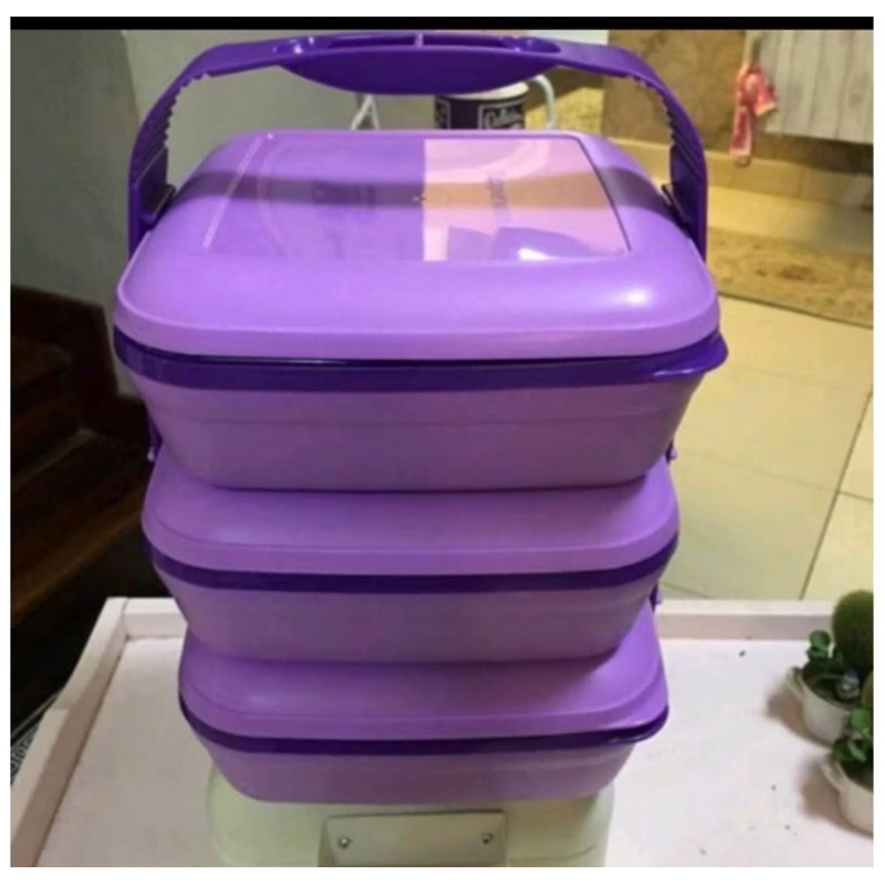 Rantang susun picnic tupperware  trio set tanpa free