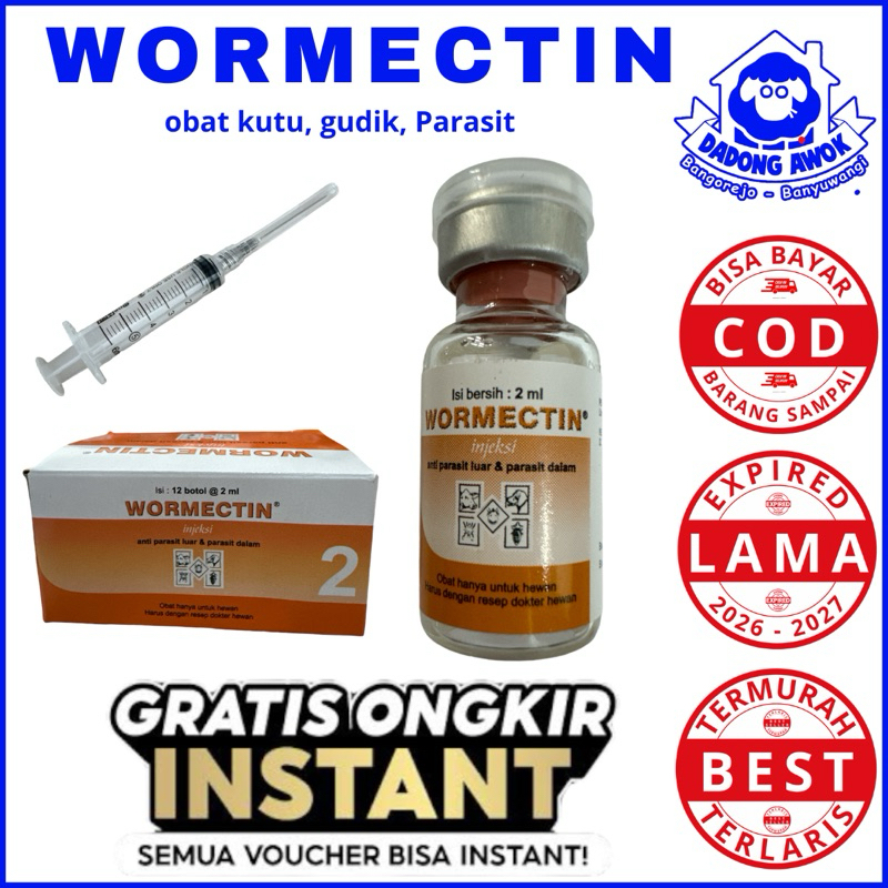 WORMECTIN 2 ml Obat gatal gatal Gudik Kutu Caplax parasit kambing kucing anjing sapi kelinci domba