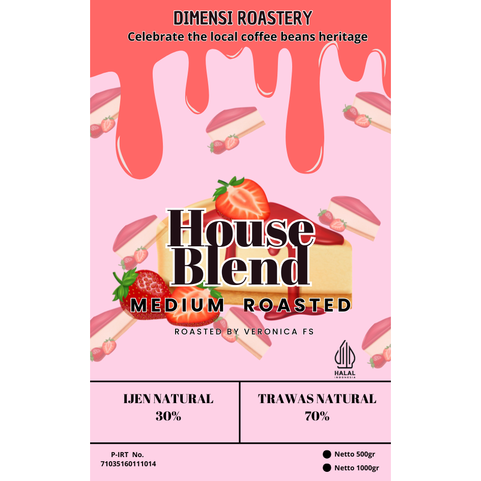 

DIMENSI ROASTERY, ESPRESSO BLEND, "STRAWBERRY CHEESE CAKE" DARI BIJI KOPI 70% TRAWAS NATURAL DAN 30% IJEN NATURAL - 500 Rp120.000