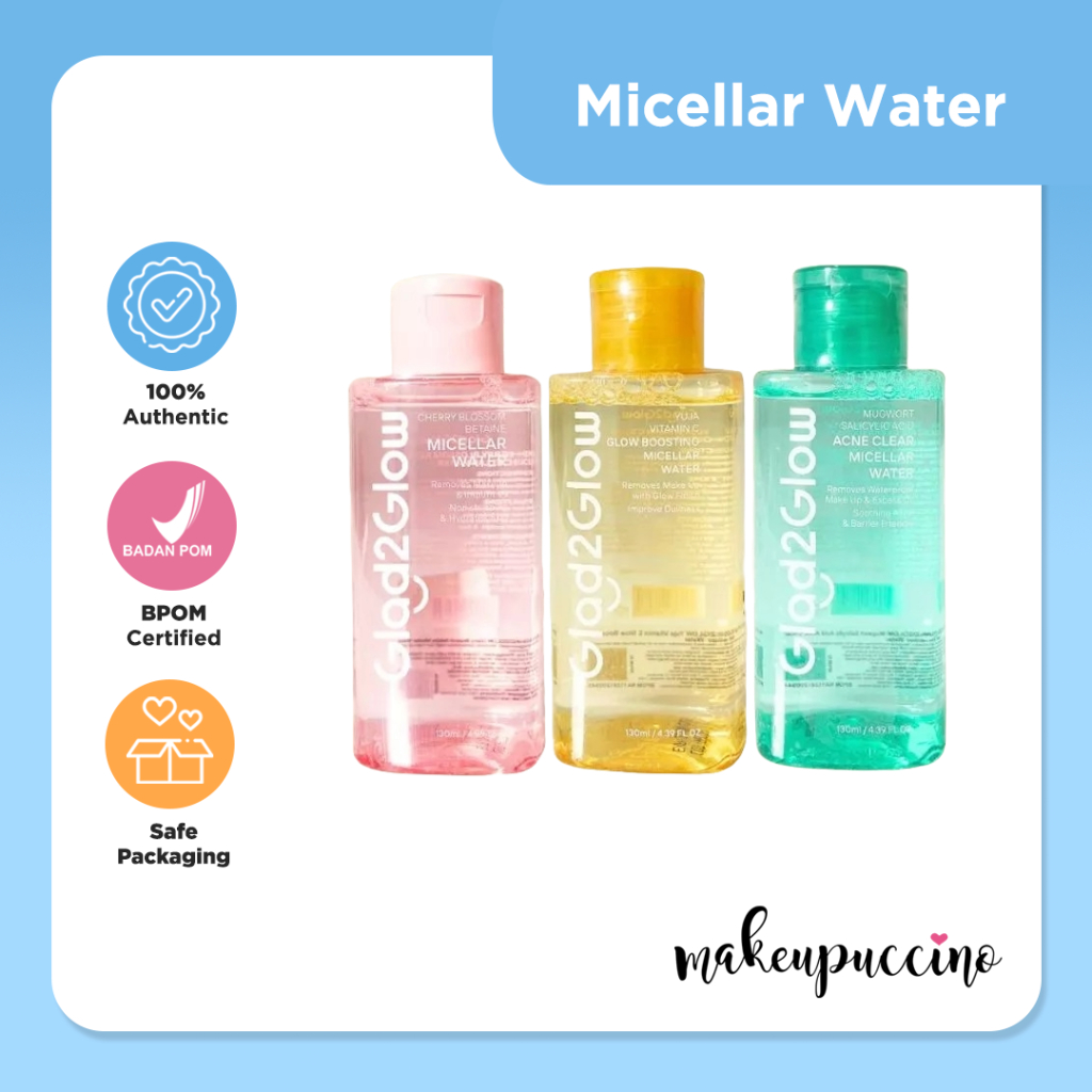 G2G Glad2Glow Micellar Water Series 130ml//230ml //300ml// Cherry Blossom, Vitamin C, Mugwort, Treme