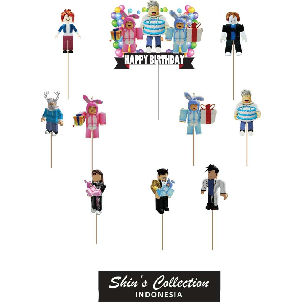 Cake topper Roblox Akuduv Mipan Zuzuzu isi 10 pcs