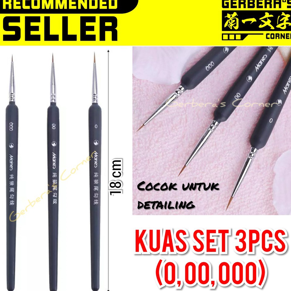 

KODE W53I Maries Nylon Paint Brush Set 3pcs Kuas Cat Gundam Hand Brush Detailing