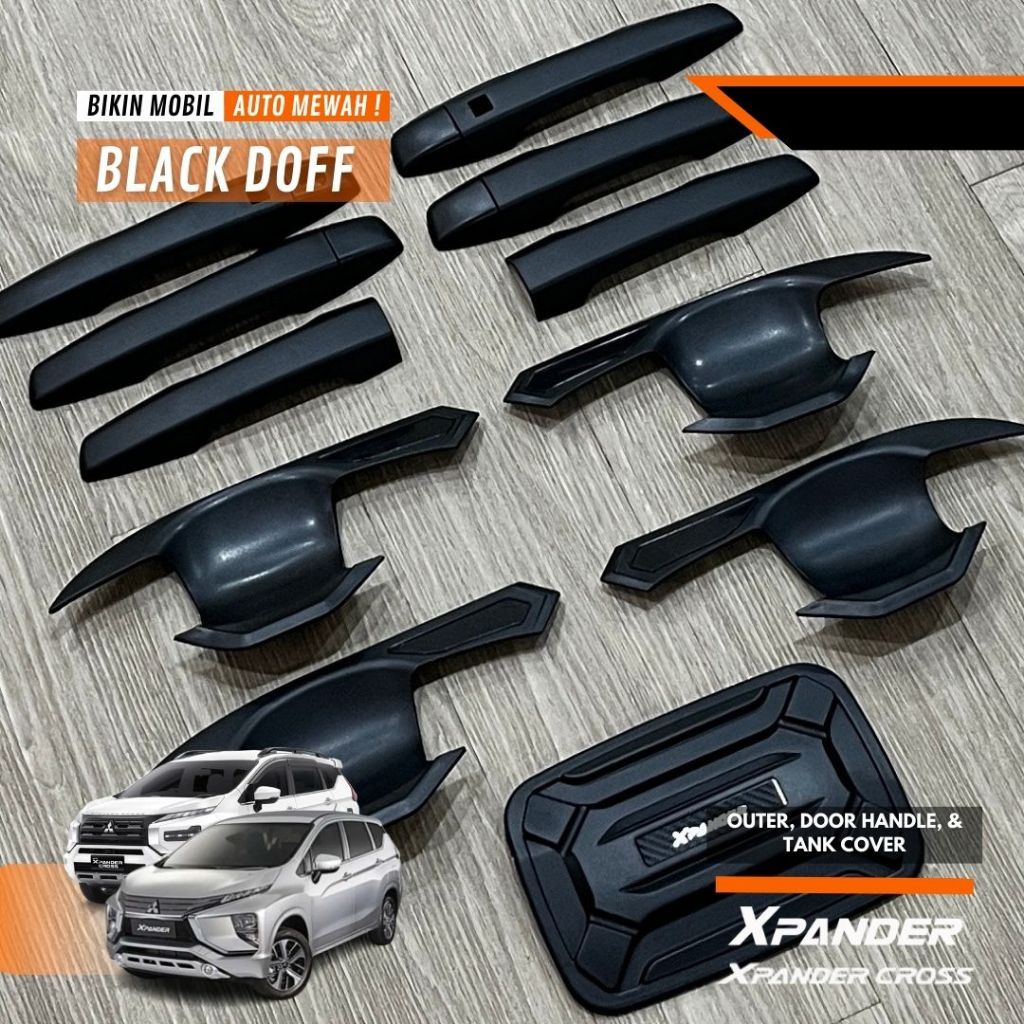 Paket Outer Handle+Tank Cover XPANDER & XPANDER CROSS Cover Handle Aksesoris Mobil Hitam Doff Black 