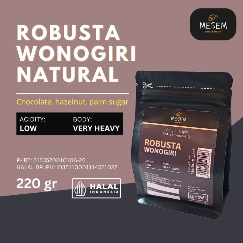 

Kopi Robusta Grade 1 Coffee Beans Natural Process Single Origin Robusta Coffee Medium Dark Roast Wonogiri 135gr 220gr