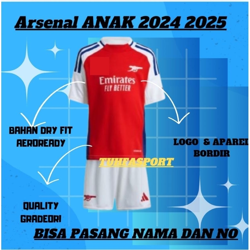 JERSEY BOLA ANAK ARSE__NAL 2024 2025 2026 GRADE ORI IMPORT THAILAND BAJU KIDS UMUR 2 3 4 5 6 7 8 9 1