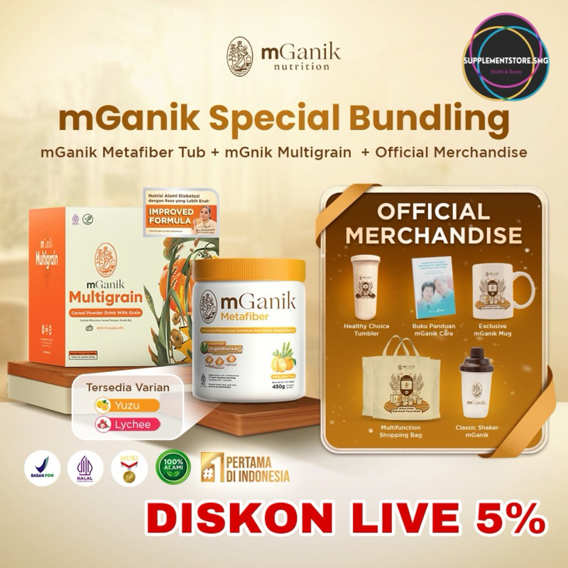 

[FREE GIFT!] mGanik Multigrain Labu Kuning 500gr & mGanik Metafiber Leci Yuzu 450gr -mGanik 3Peptide Apel Manggis 330gr - Suplemen Diabetes Jantung Kardiovaskular