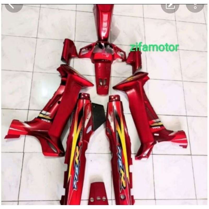 Full set body halus Yamaha fiz r FIZ R fiz r warna merah marun plus striping