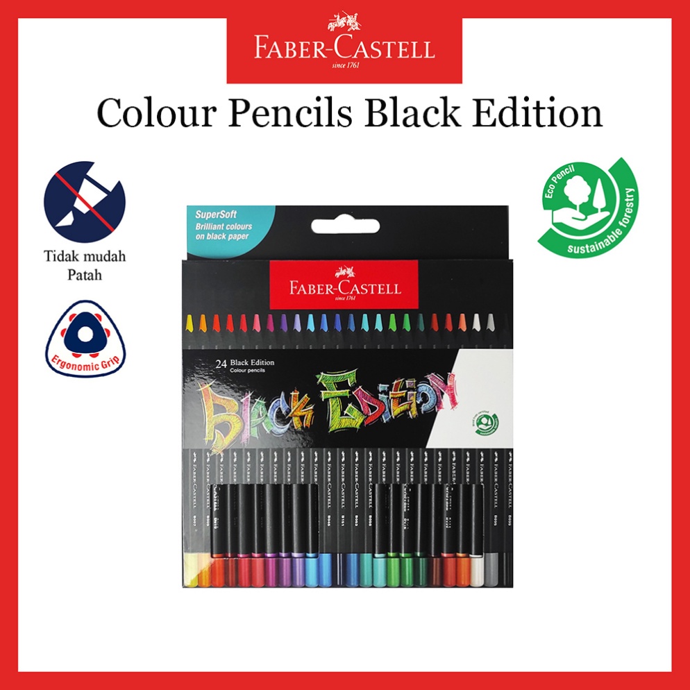 

KODE P7U Pensil Warna Faber Castell Black Edition 24 Warna Black Edition Colour Pencil Set 24