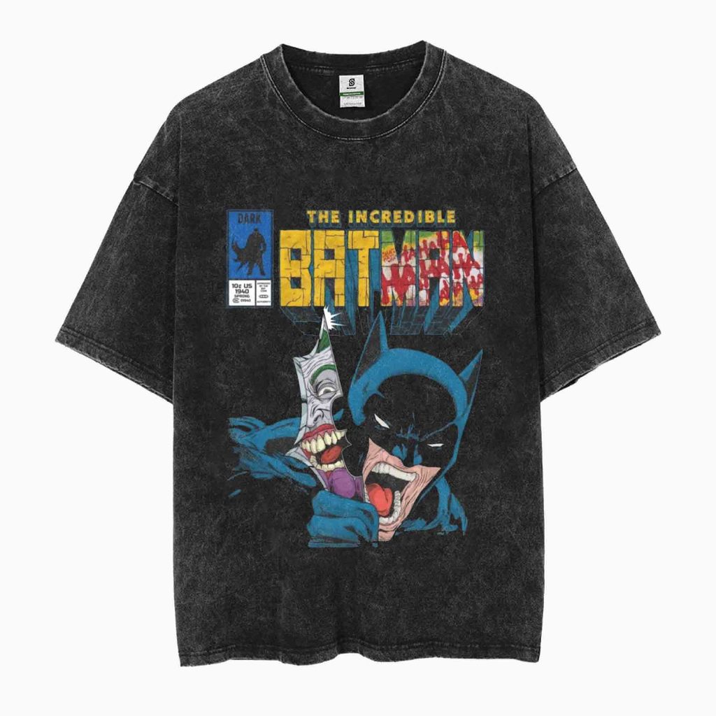 Kaos Batman Style Vintage Oversized Washed Tee