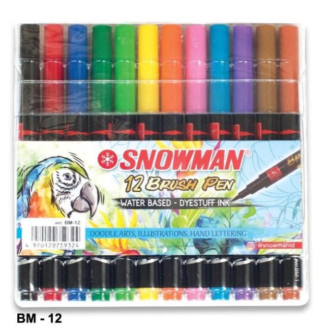 

KODE W36A Brush Pen Snowman 12 warna