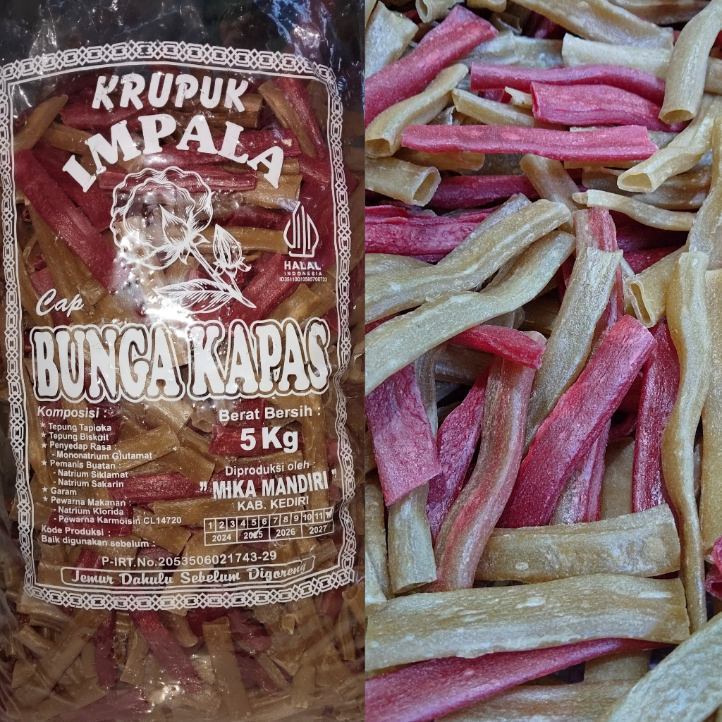 

[ 5 KG ] Kerupuk IMPALA PANJANG kerupuk PIPA Mentah Cap Bunga Kapas