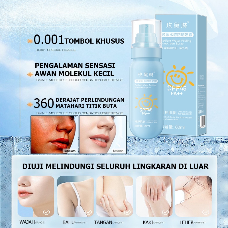 Sunscreen spray Physical sunscreen Sunscreen wajah Sunscreen spray spf 50 pa ++++ 80ml Sunscreen