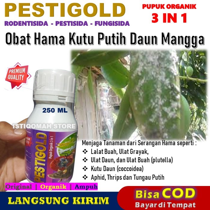 Obat Hama Kutu Putih Mangga PESTIGOLD 250ML Pestisida Organik Nabati Obat Semprot Hama Kutu Putih Da