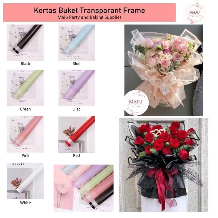 

Sekarang Promo 2 lembar Kertas Buket Transparant Frame Flower Wrapping Kertas Bunga Flower Paper Cellophane Paper isi 2 lembar