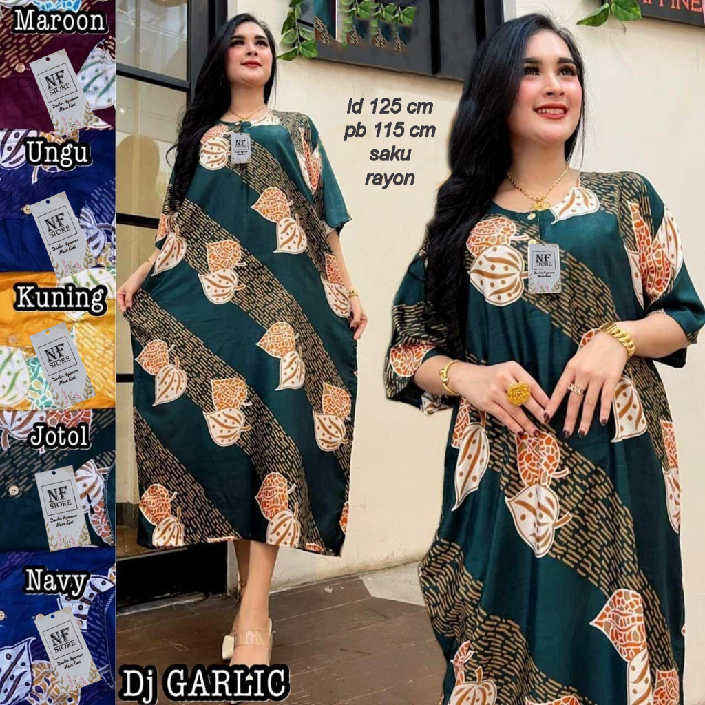 NF Store Daster Ibu Ibu Wanita Motif Garlic Bukaan Kancing Depan