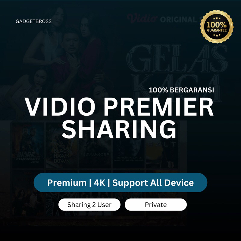 VIDIO PREMIER PLATINUM 1 BULAN SHARING BERGARANSI