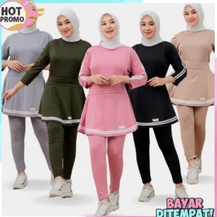 Grosir Unik  Oneset baju olahraga wanita terbaru Atasan rok legging set semuaSetelan wanita senam ju