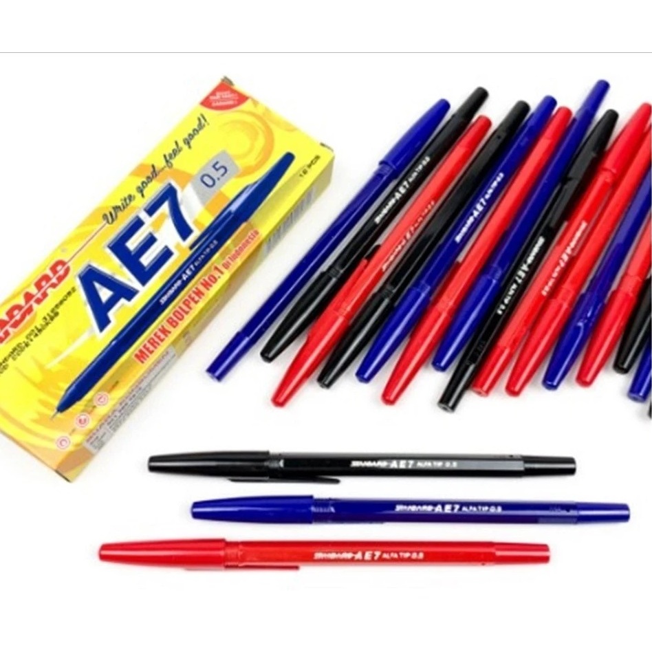 

Bulpen / bolpen / pen Standard AE7 Fine 0.5 Warna Hitam Biru Merah