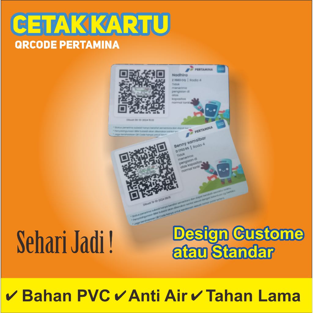 

SEHARI JADI CETAK BARCODE MY PERTAMINA BAHAN PVC