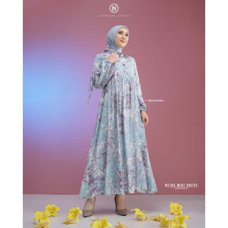 NEIRA MIDI DRESS BY NADHEERA LUXURY gamis dress muslim rayon premium busui wudhu friendly