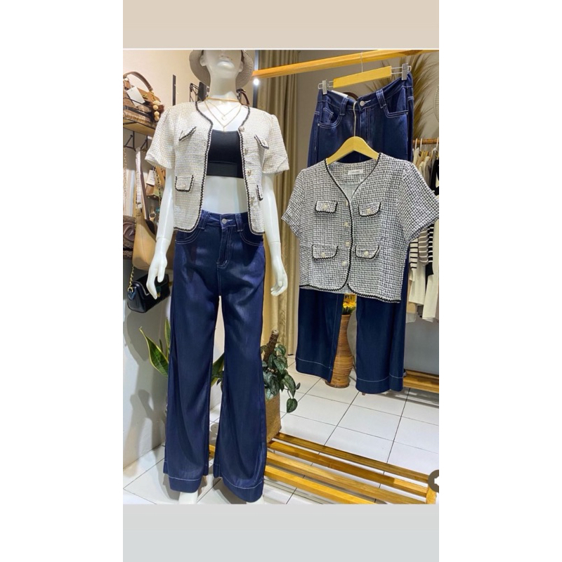 Atasan Tweed/blouse tweed import/blazer tweed/atasan wanita