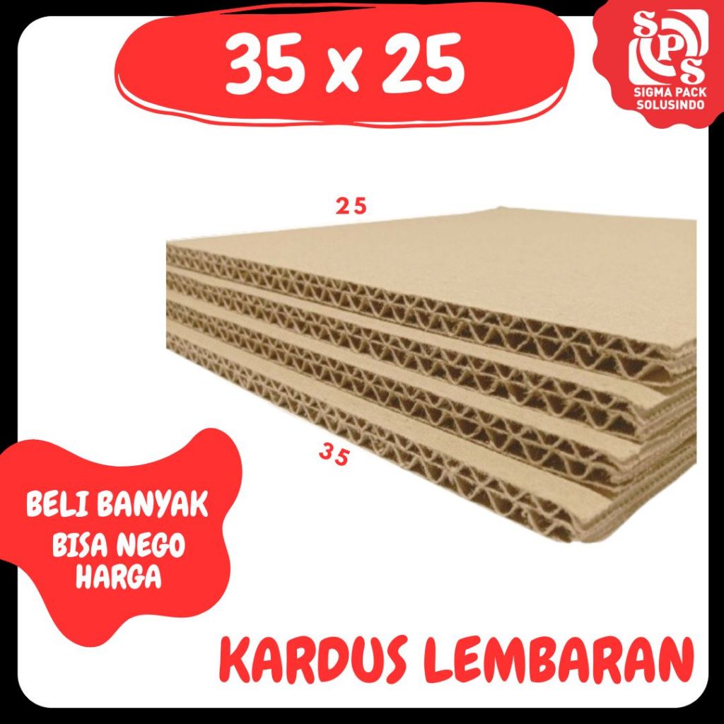 

Sheet Lembaran 35x25 / 25x25 / 15x25 Kardus Polos Double Wall Coklat Karton Packing