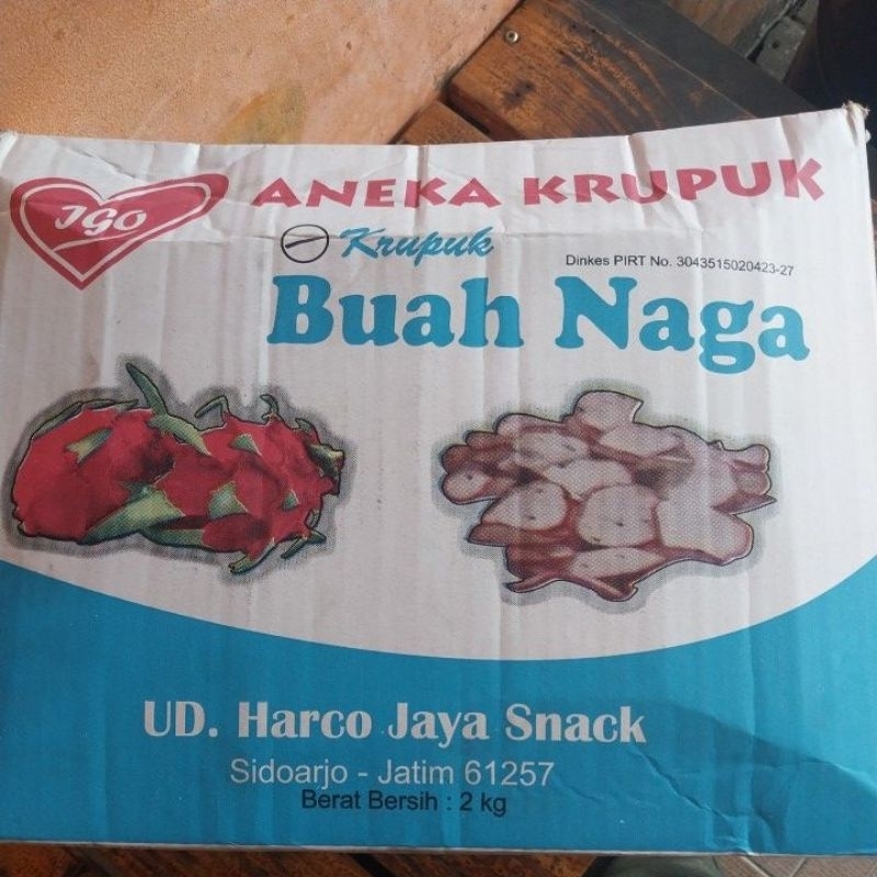 

Kerupuk Buah Naga kemasan 2 kg, Renyah dan manis