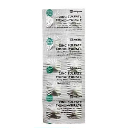 ZINC SULFATE MONOHYDRATE MEPRO 20 MG STRIP 10 TABLET