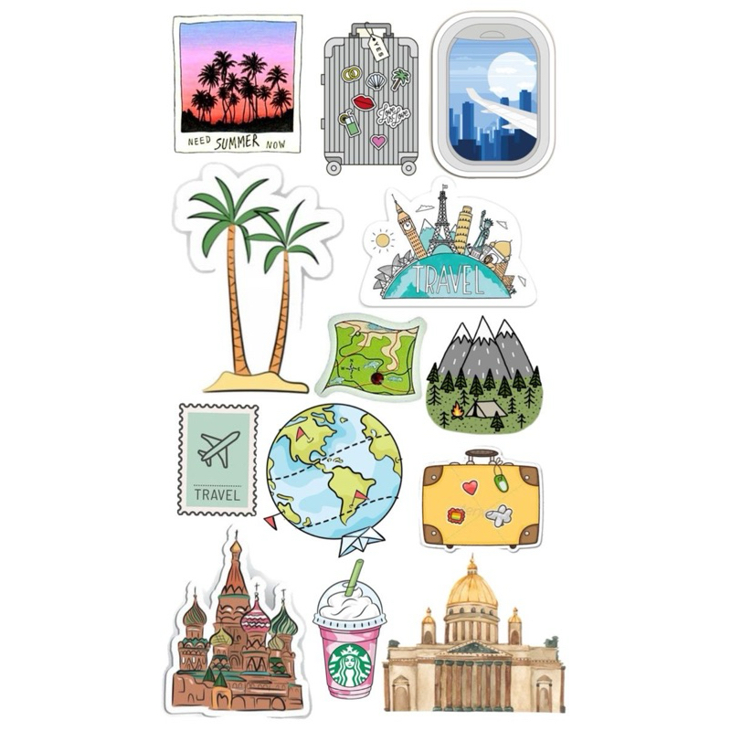 

Stickers Travelling All around the world +- 13 pics All In