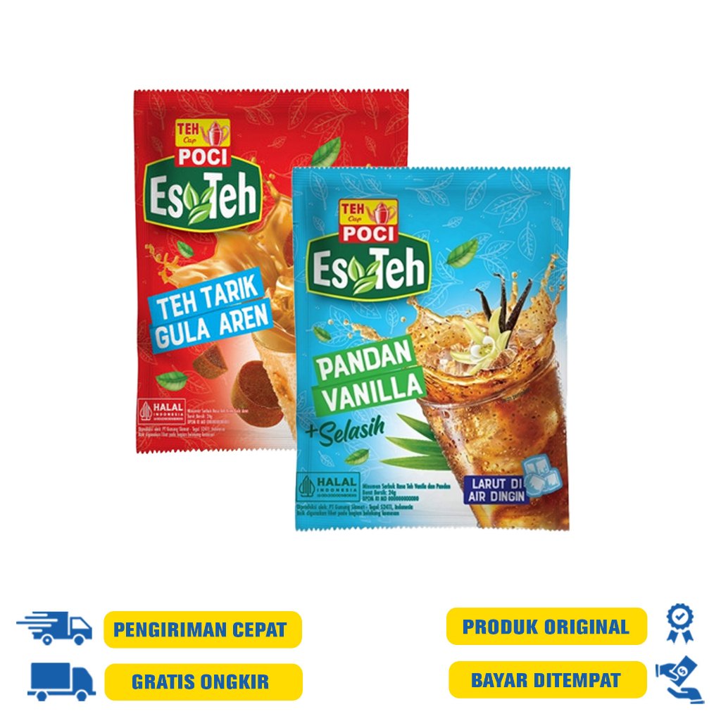 

Instant Powder Es Teh Poci Teh Tarik 5'S Pouch - Gula Aren | Pandan Vanilla Selasih