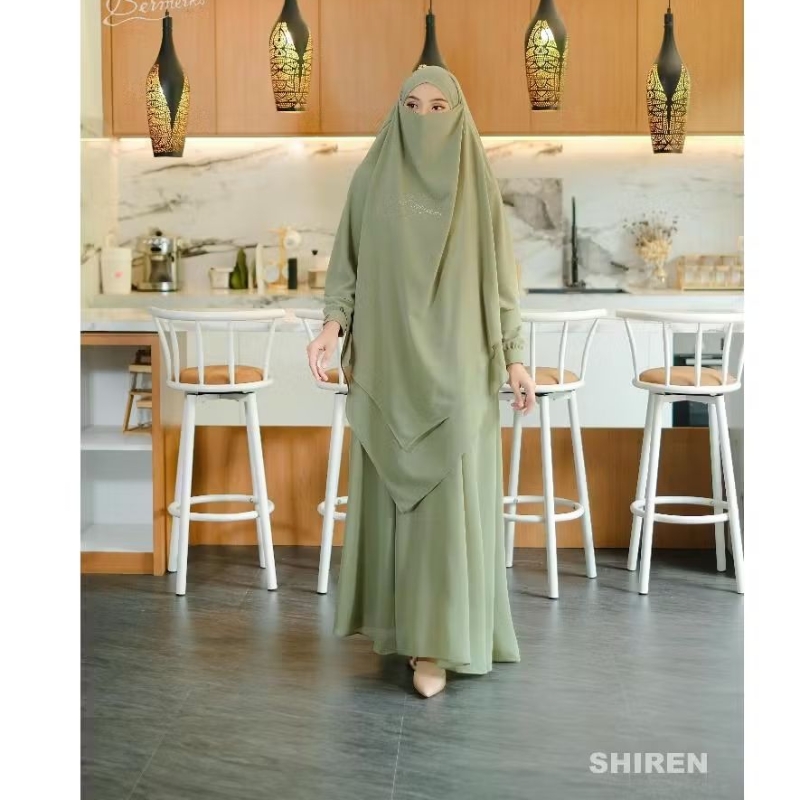 GAMIS SHIREN NISRINA SET KHIMAR CADAR MENYATU BY BERMERKS ceruty babydoll terbaru muslimah syari kek