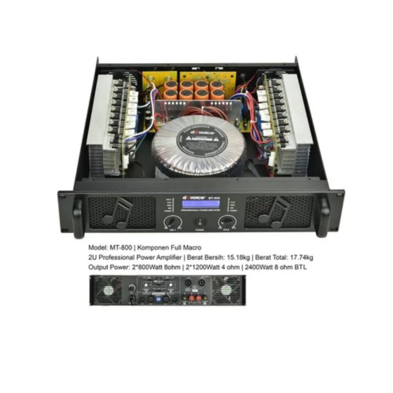 Power Amplifier DB VOICE MT800 / MT 800 Class H 2 x 800 Watt Original