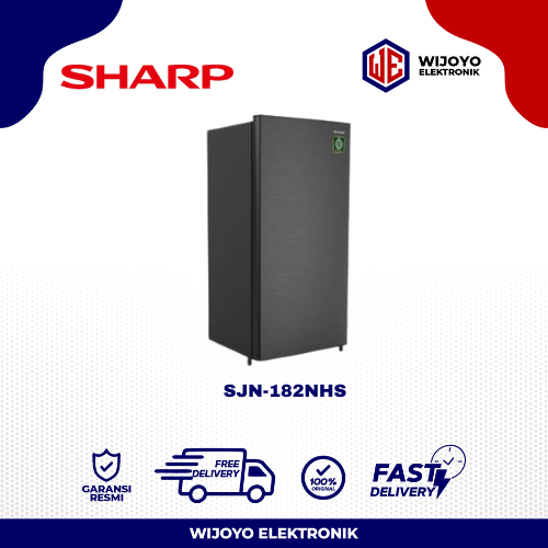 Kulkas 1 Pintu Sharp 182 N HS Rak Kaca Tinggi 120cm 166 Liter Hitam