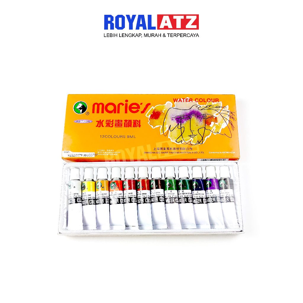 

Cat Air / Water Colour Maries Set 12 Warna x 9 ml Type E-1306B