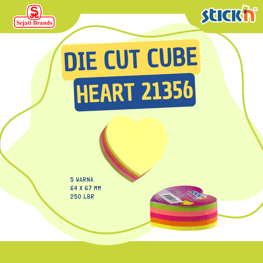 

Stick'n Die Cut 21356 Neon Die Cut 250's Heart - Sticknote Hati - Sticknote Love