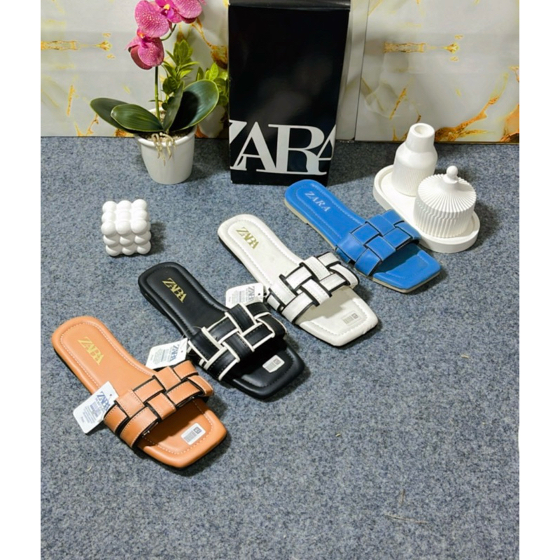 Sandal Selop Zara Flat Ketupat Polos Sandal Wanita Kekinian Kode SM44