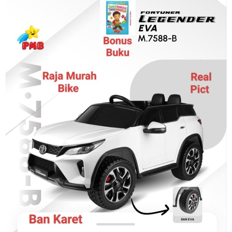 Mobil Aki PMB Fortuner 7588B Ban Karet Eva Mobilan Aki Fortuner 7588B Eva Mainan Anak Mobil Aki Fort