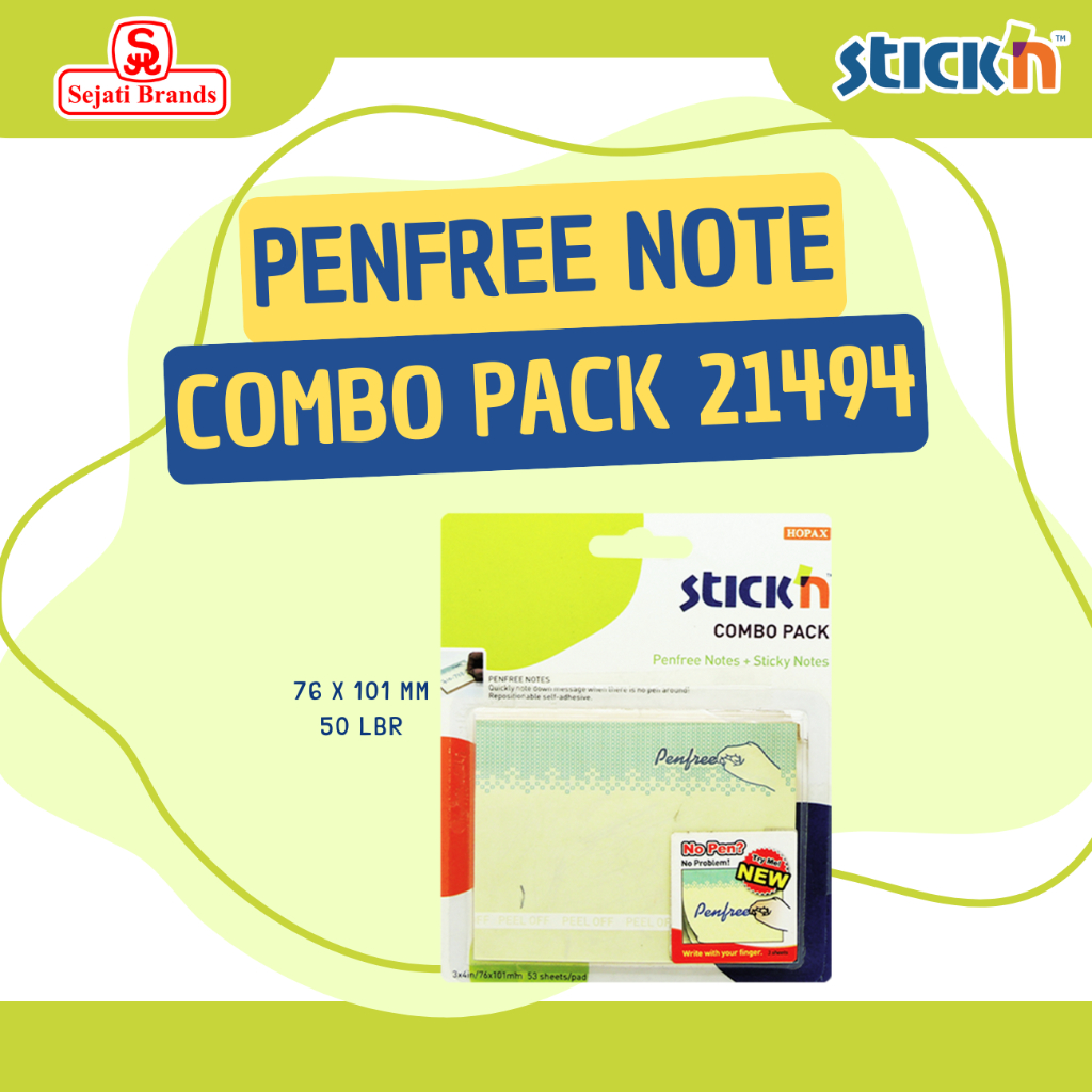 

Stick'n Penfree Notes 21494 Combo Pack (76x101mm) Sticky Note