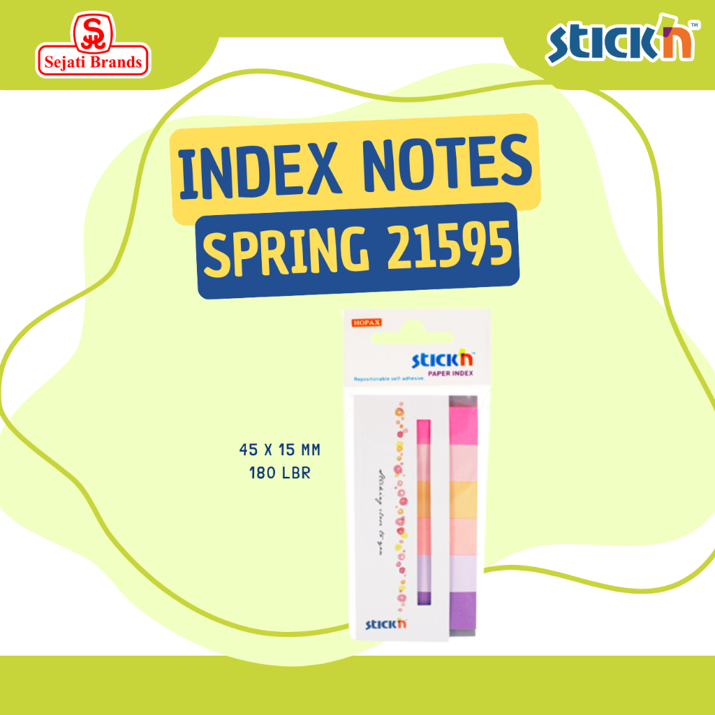 

Stick'n Paper Index 21595 Spring (50x20mm) - With Cover - Sticky Note Pocket