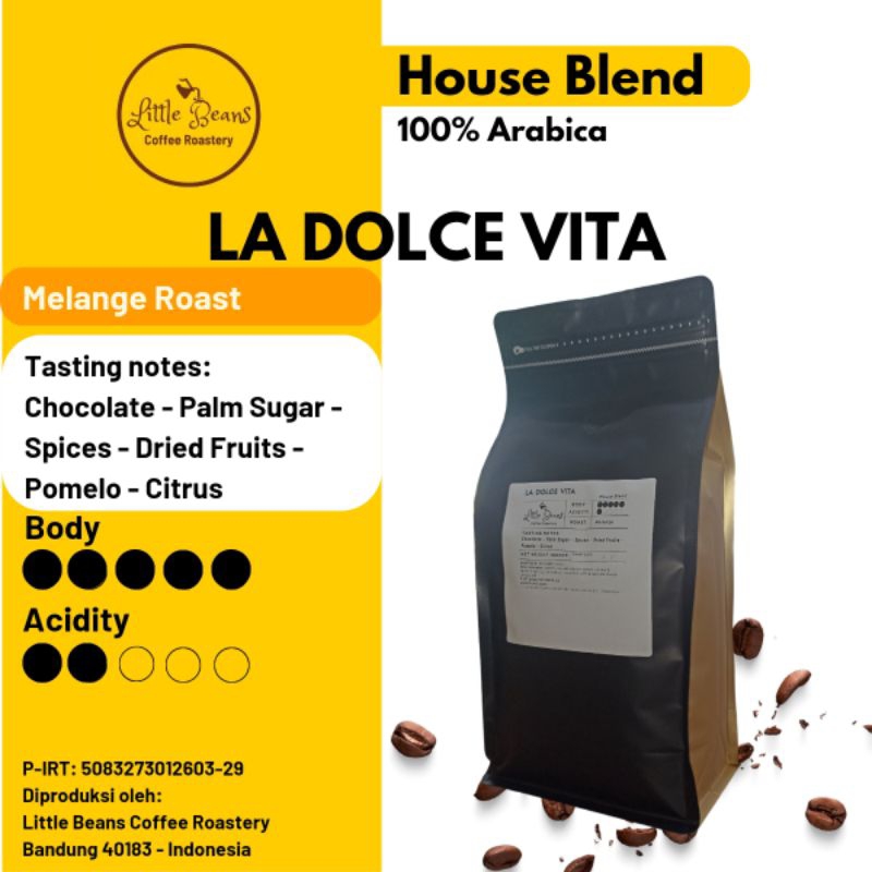 

Kopi House Blend La Dolce Vita 100% Arabica 1kg/500gr/250gr Biji/Bubuk