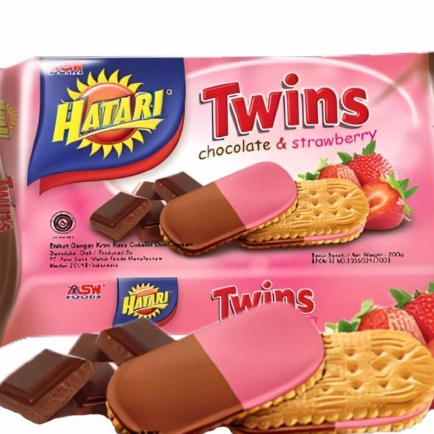 

2 PICIS MURAH HATARI TWINS BISKUIT RENYAH RASA CHOCOLATE DAN STAWBERRY 190 GRAM