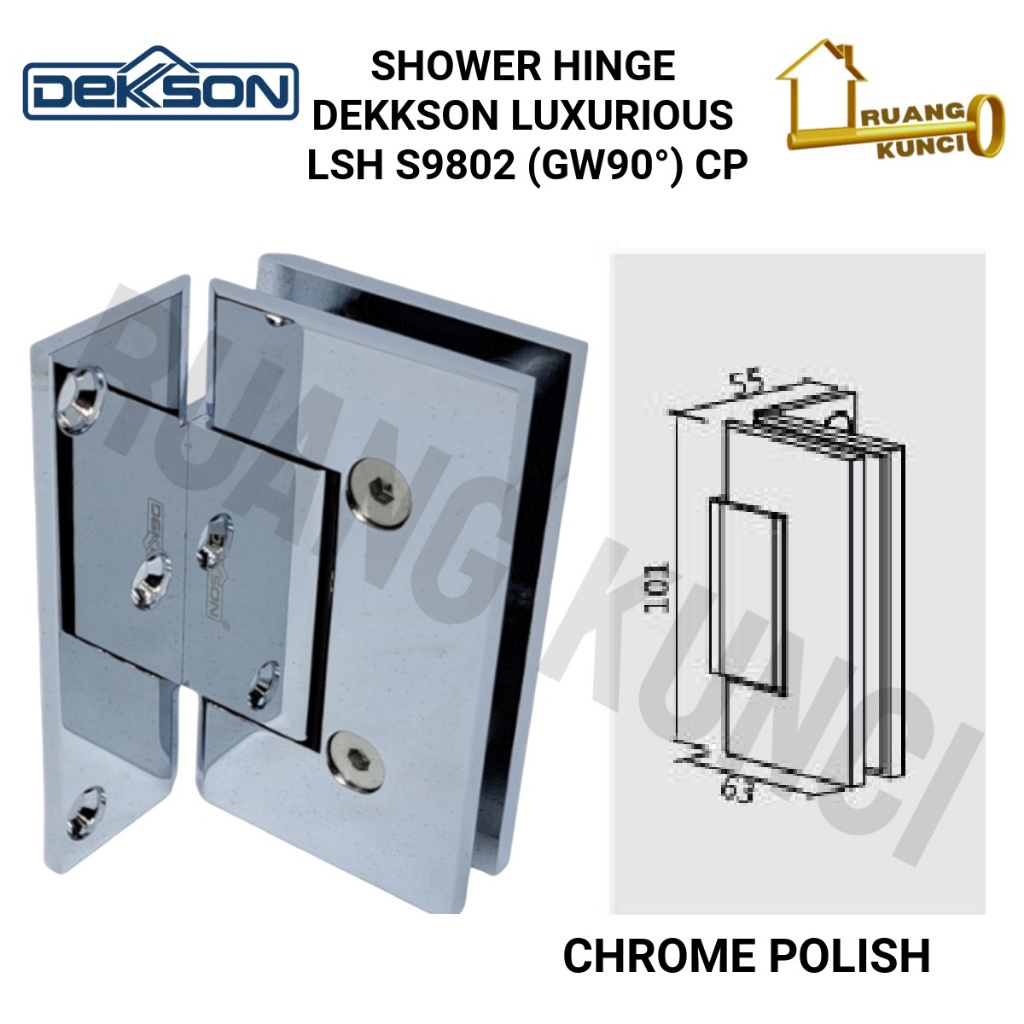 Shower HINGE Dekkson LUXURIOUS LSH S9802 GW 90° Engsel Pintu Kaca Dekkson