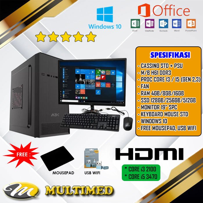 1 SET CPU PC KOMPUTER RAKITAN Plus MONITOR LENGKAP - Core i5 3470