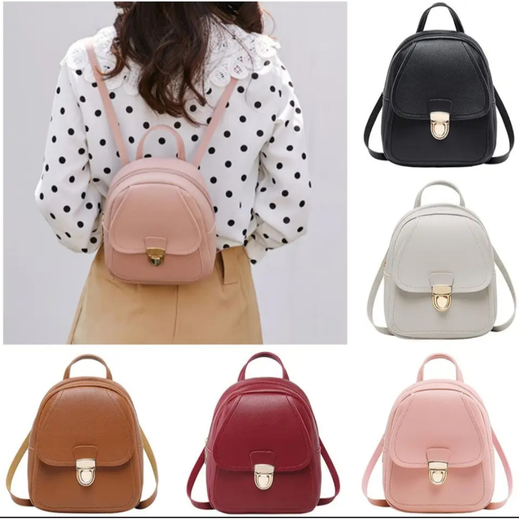 Tas Kulit Ransel Wanita Miniso Backpack Kuliah Korea Simple /Tas Ransel Wanita mini Backpack COD